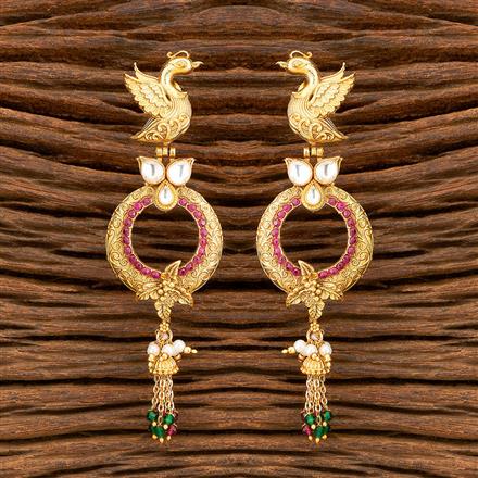 Antique Peacock Earring With Matte Gold Plating