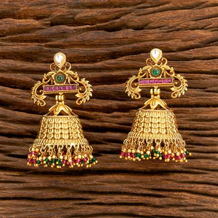 Antique Jhumki With Matte Gold Plating