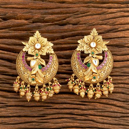 Antique Chand Earring With Matte Gold Plating