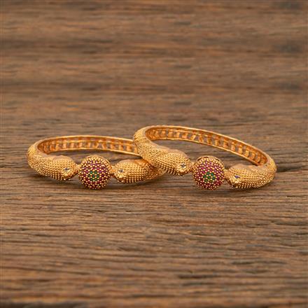 Antique Peacock Bangles With Matte Gold Plating