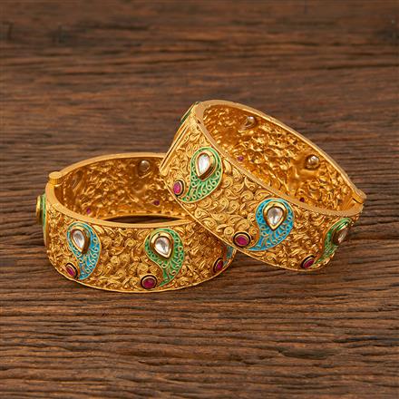 Antique Openable Bangles With Matte Gold Plating