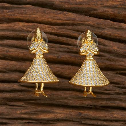 Cz Temple Earring With Gold Plating