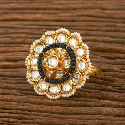 Kundan Classic Ring With Gold Plating