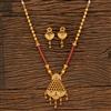 Antique Mala Pendant Set With Matte Gold Plating