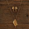Antique Mala Pendant Set With Matte Gold Plating