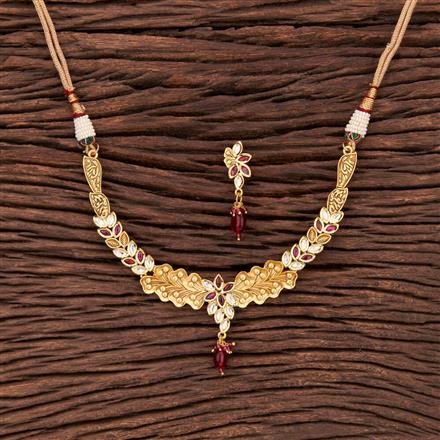 Antique Delicate Necklace With Matte Gold Plating
