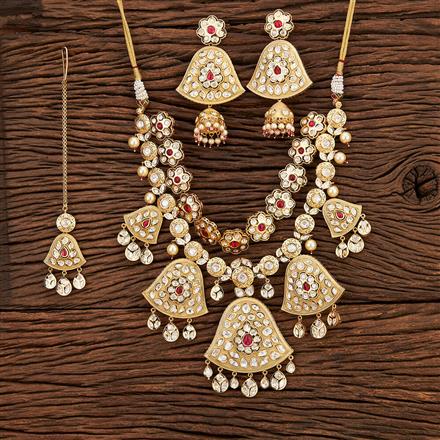 Kundan Classic Necklace With Matte Gold Plating