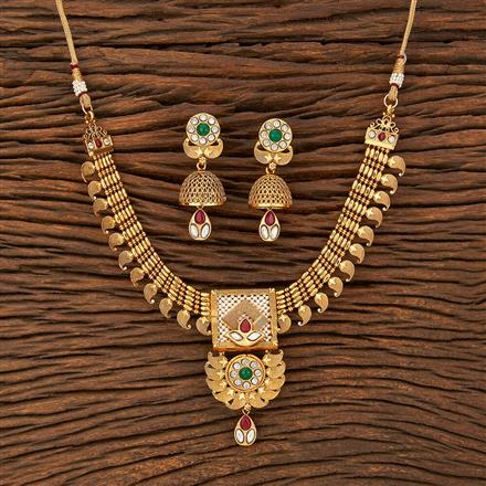 Antique Classic Necklace With Matte Gold Plating