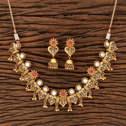 Antique Classic Necklace With Matte Gold Plating