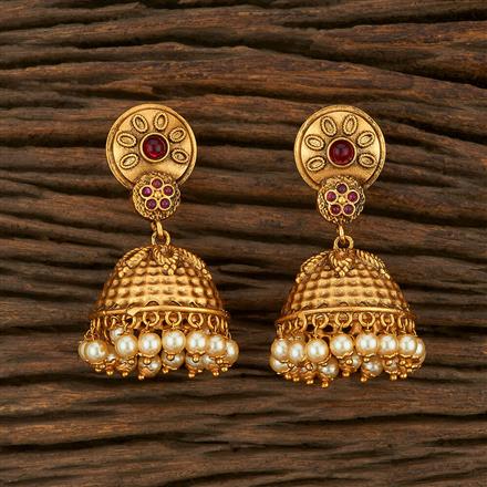Antique South Indian Earring With Matte Gold Plating