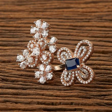 Blue Rose Gold CZ Ring