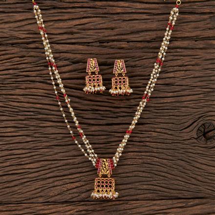 Antique Mala Pendant Set With Gold Plating