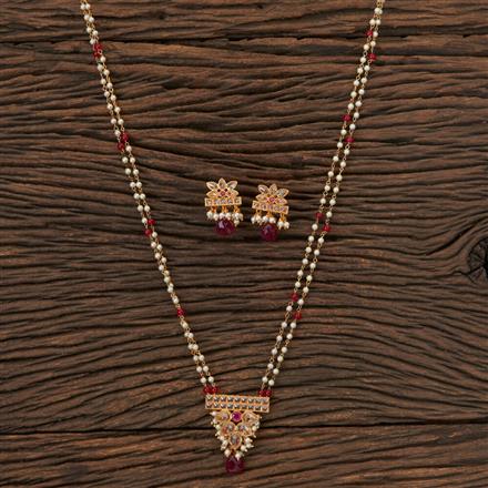 Antique Mala Pendant Set With Gold Plating