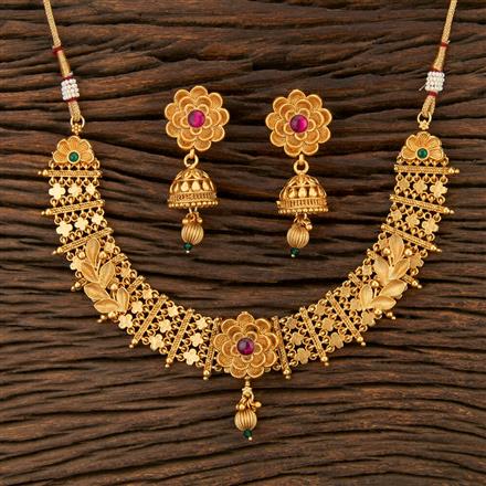 Antique Classic Necklace With Matte Gold Plating