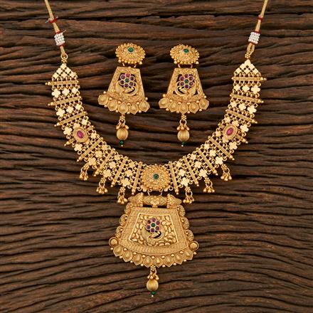 Antique Classic Necklace With Matte Gold Plating