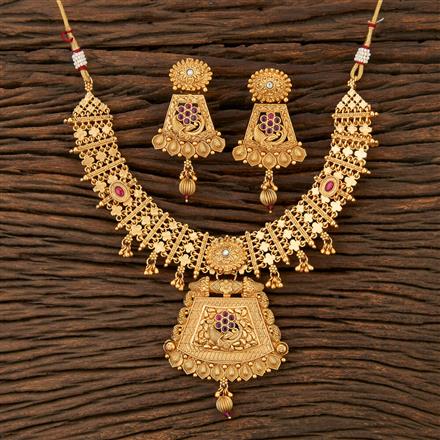 Antique Classic Necklace With Matte Gold Plating