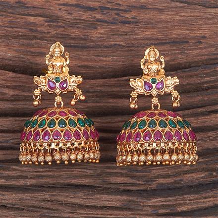 Antique Temple Earring With Matte Gold Plating