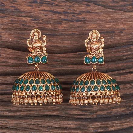 Antique South Indian Earring With Matte Gold Plating