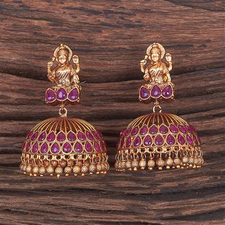 Antique South Indian Earring With Matte Gold Plating
