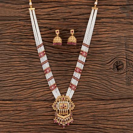 Antique Pearl Pendant Set With Matte Gold Plating