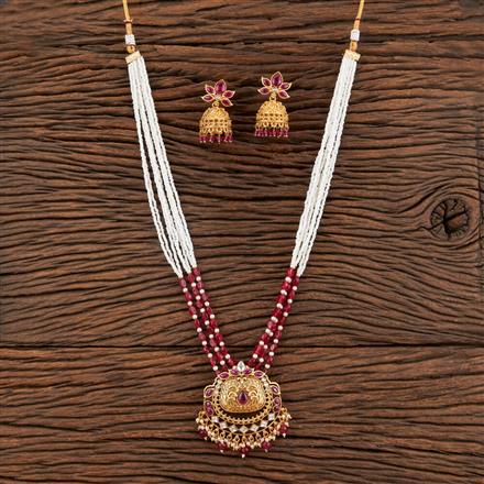 Antique Pearl Pendant Set With Matte Gold Plating