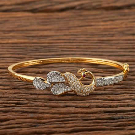 CZ Peacock Kada with 2 tone plating