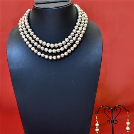 Western Glass Pearl 3 Line Bead Necklace Set