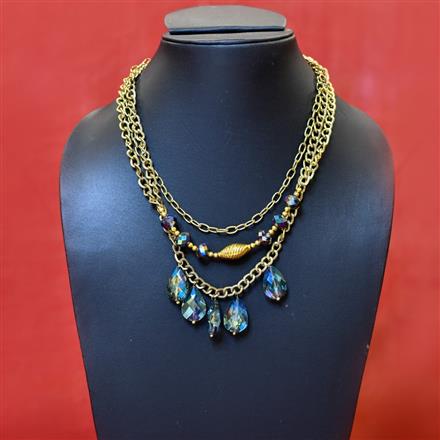 Western Faceted Glass Beads Metal Chain Necklace
