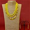 Western Yellow Glass Beads 3 Line Necklace Set