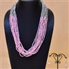 Western Glass Seed Pink Beads Multi Layer Necklace