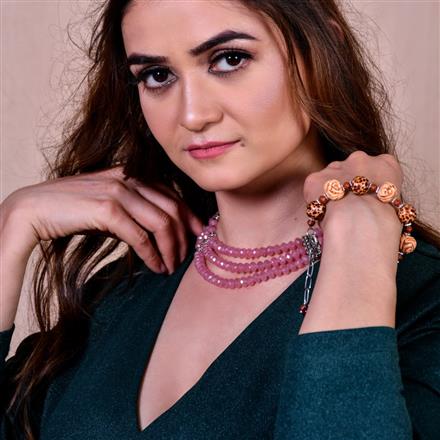 Western Faceted Glass 3 Line Beads Oxidised Metal Parts Necklace