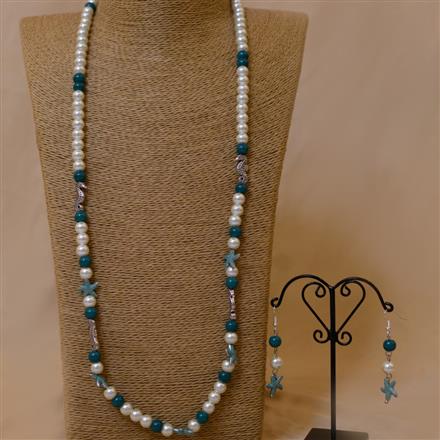 Western Pearl Beads Long Necklace Set With Star Shaped
