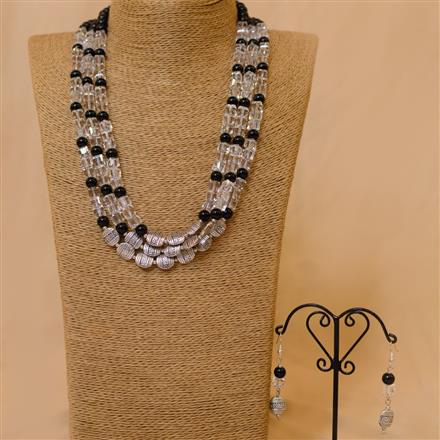 Western Square Shaped Transparent Glass Beads Necklace Set