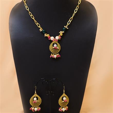 Western Metal Chain Pearl Beads Necklace Set