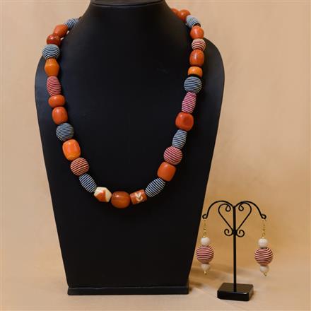 Western Resin Beads With Wooden Beads Necklace Set