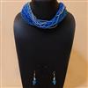 Western Four Tone Blue Colored Seed Beads Necklace Set