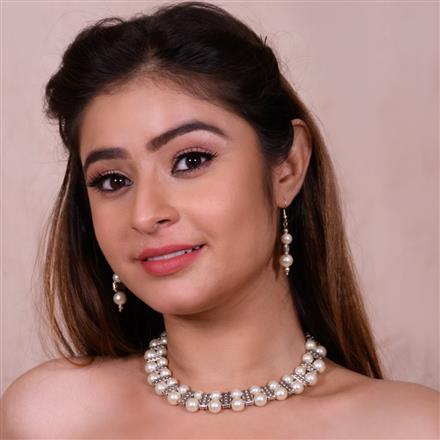 Western White Pearl Beads Choker Necklace Set