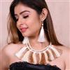 Western Pearl Necklace Set With Cotton Thread Tassels