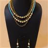 Western Glass & Pearl Necklace Set With Chain
