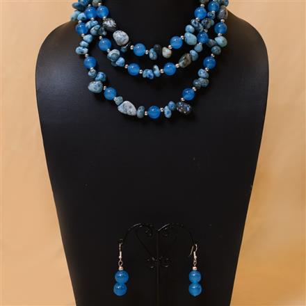 Western 3 Line Semi Precious Stone & Glass Beads Necklace Set