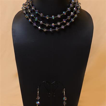 Western 3 Line Faceted Glass Beads Necklace Set