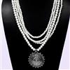 Western Glass Pearl Beads Necklace with Oxidised Pendant