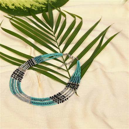Western Glass Seed Beads Necklace with Oxidised Plating