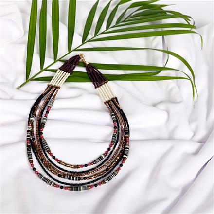 Western Glass Seed Beads Necklace with Gold Plating