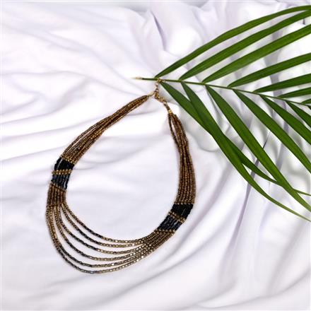 Western Glass Seed Beads Necklace with Gold Plating