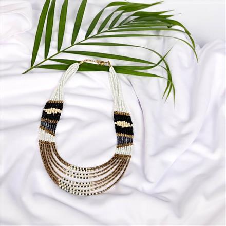 Western Glass Seed Beads Necklace With Gold Plating