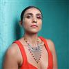 Western Glass Metal Necklace With Oxidised Plating
