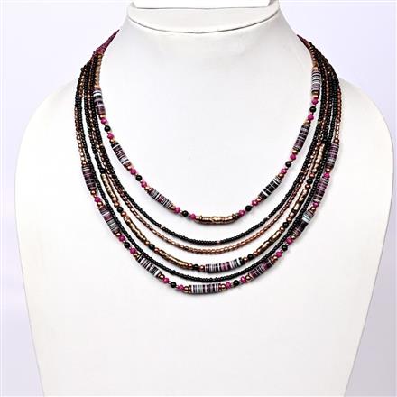 Western Glass Seed Beads Necklace With 2 Tone Plating