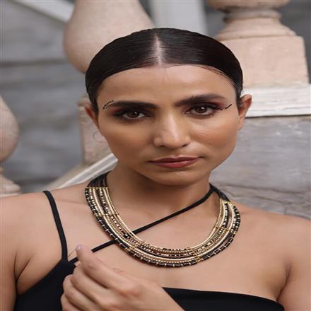 Western Glass Seed Beads Necklace With Gold Plating