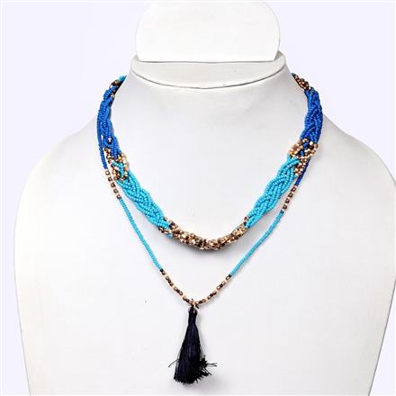 Western Glass Seed Beads Necklace With Gold Plating